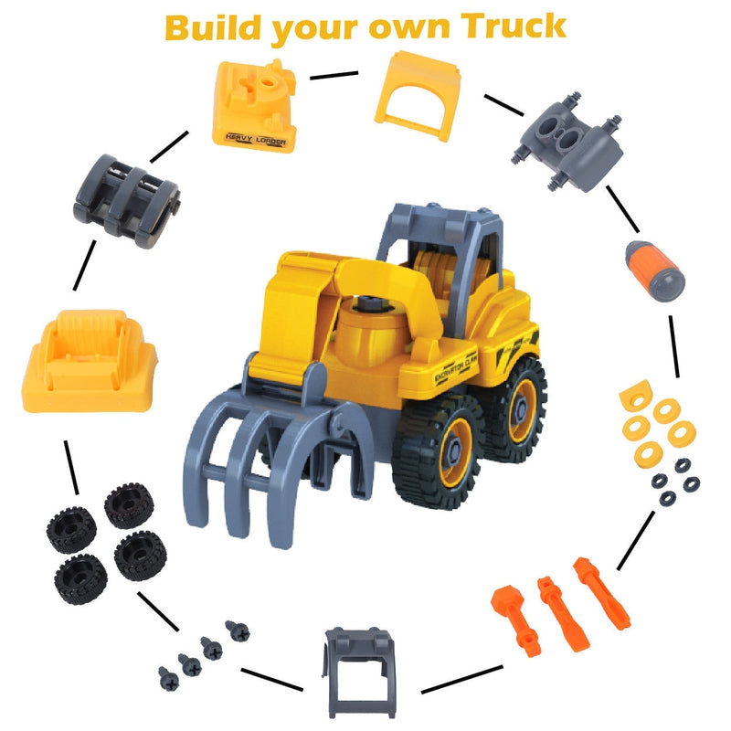 Mighty Machines Buildables-Claw Excavator|Build & Combine Vehicle|Easy To Build Pull Back & Friction Vehicle