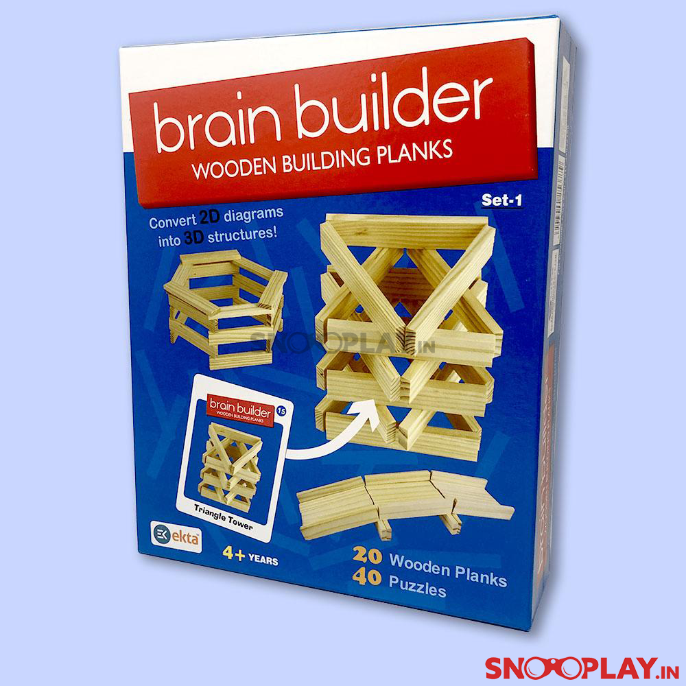 Brain Builder Wooden Building Plank Blocks (SET-1)