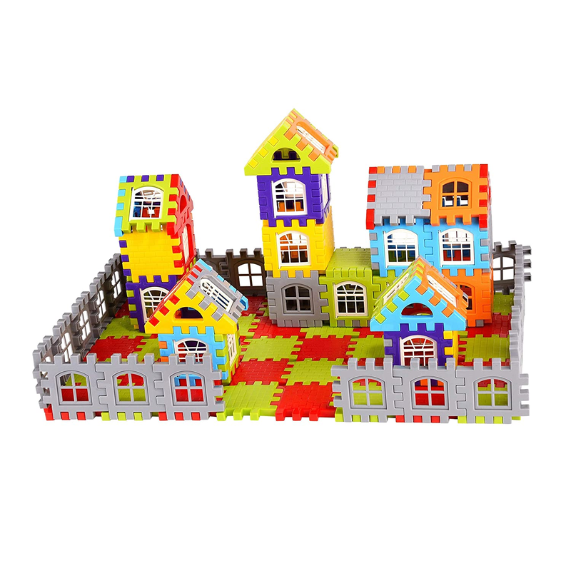 My Happy House Building Blocks Toys with Attractive Windows and Smooth Rounded Edges (72 Pc)