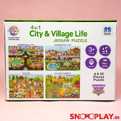4 in 1 City and Village Life Jigsaw Puzzles For Kids