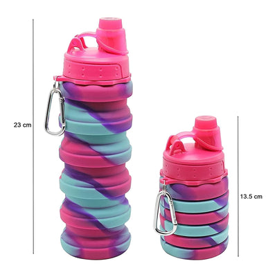 Collapsible Reusable BPA Free Silicone Folding Sports Water Bottles for Travel Camping Hiking, Kids Students & Adults Multicolor ( Random color will be send)