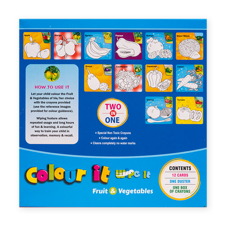 Colour It - Wipe it (Mini) - Fruit & Vegetables (3-6 Years)