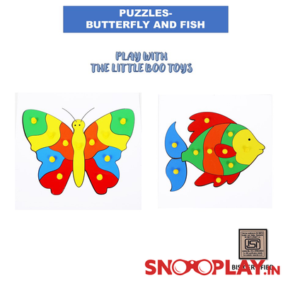 Fish & Butterfly Wooden Puzzle (Combo of 2)