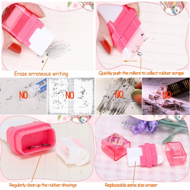 Small Colorful Double Side Eraser Rubber Roller Cute Printed Non-Toxic Eraser (Set of 2 Pcs, Multicolor)