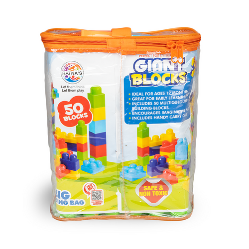 Ratnas Giant Blocks Building Block Set - 50 Pieces (1.5-4 Years)