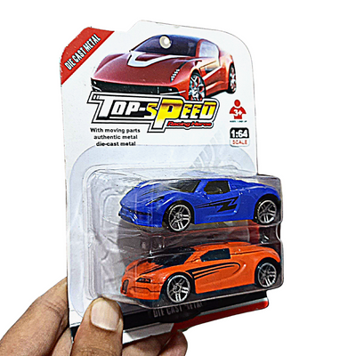 Mini Diecast Car Small Set - (2 Pcs Blue & Orange)