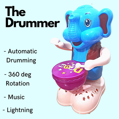 Elephant Beat The Drum | Drummer Toy for Kids | Flashing Lights | Rotation Movement Song & Music Toy