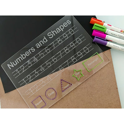 Reusable Acrylic Numbers Tracing Board | Numbers & Shapes Tracing Tray for Kids