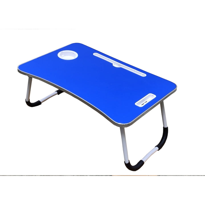 Foldable Blue Portable Laptop Lap Desk, Computer Bed Table for Working/Writing/Reading on Low Sitting Floor