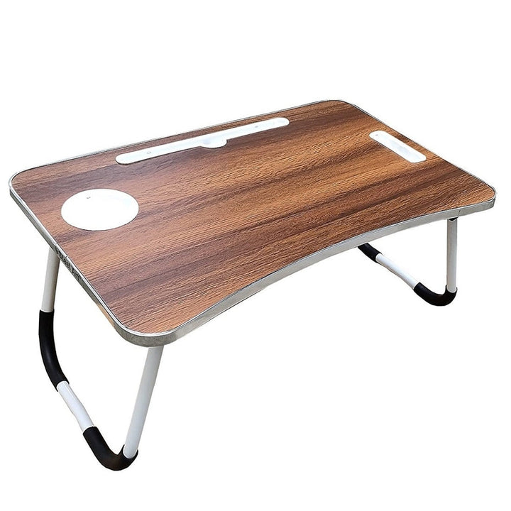 Foldable Brown Portable Laptop Lap Desk, Computer Bed Table for Working/Writing/Reading on Low Sitting Floor