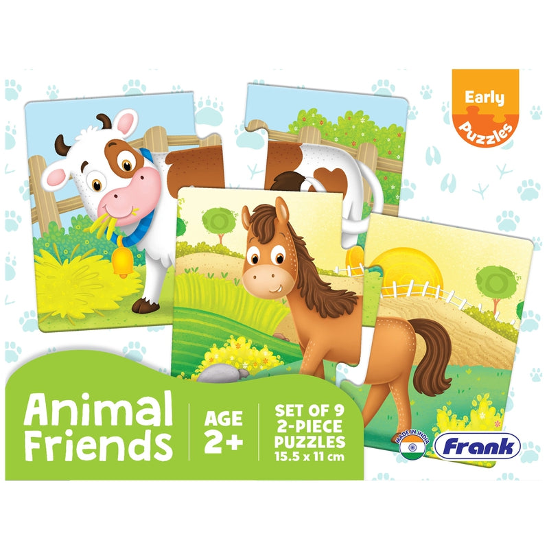 Animal Friends - A Set of 9 Puzzles - 2 Pieces each