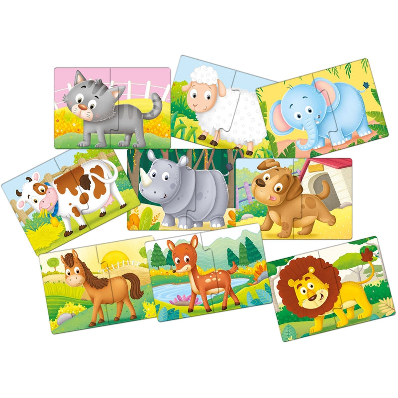 Animal Friends - A Set of 9 Puzzles - 2 Pieces each