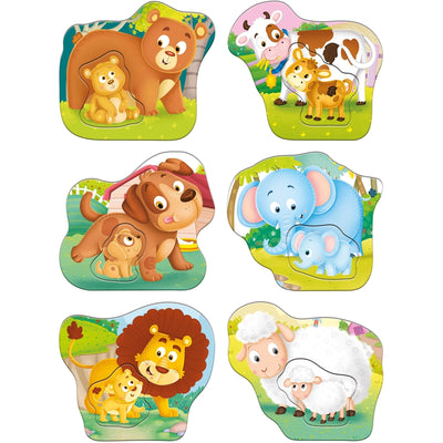 Animals And Babies - A Set of 6 Puzzles - 2 Pieces