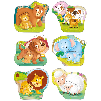 Animals And Babies - A Set of 6 Puzzles - 2 Pieces