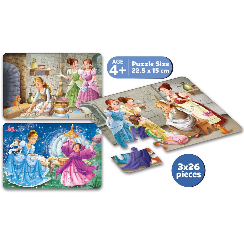 Cinderella - A Set Of 3 Puzzles - 26 Pieces Each