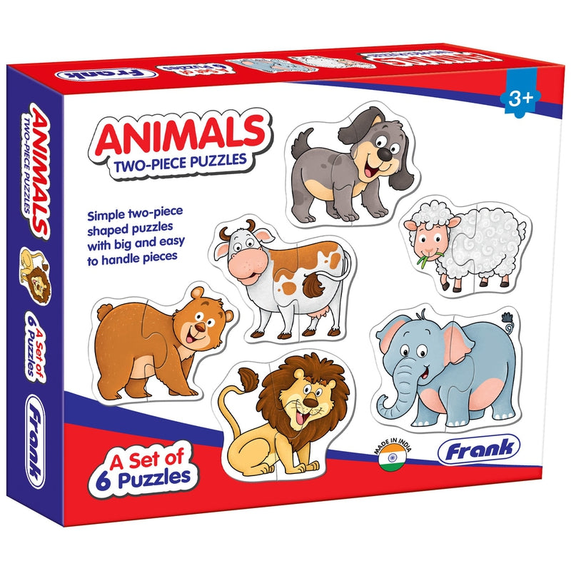 Animals - A Set of 6 Shaped Puzzles - 2 Pieces each