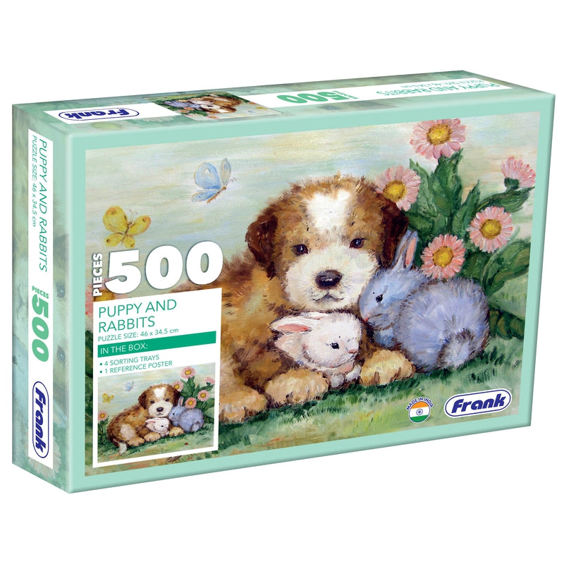 Puppy And Rabbits 500 Piece Jigsaw Puzzle