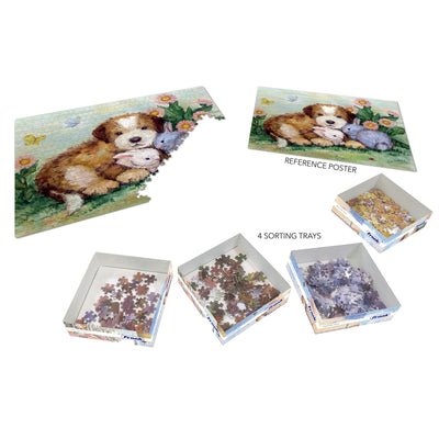 Puppy And Rabbits 500 Piece Jigsaw Puzzle