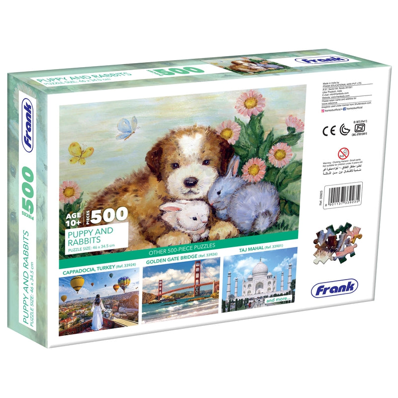 Puppy And Rabbits 500 Piece Jigsaw Puzzle