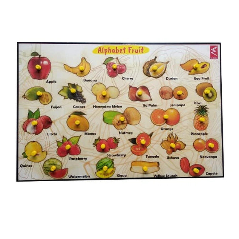 Wooden Fruits Learning Alphabetically Educational Knob Tray