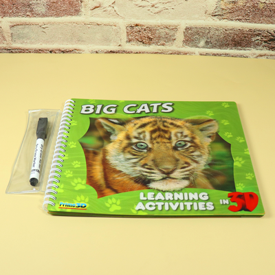 3D Big Cats Learning & Activity Book (with Erasable Marker) for Kids