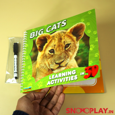 3D Big Cats Learning & Activity Book (with Erasable Marker) for Kids