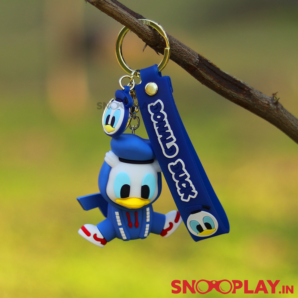 3D Donald Duck Keychain with Lobster Clasp Hook & Band