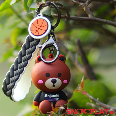 3D Teddy Bear Keychain with Lobster Clasp Hook & Band