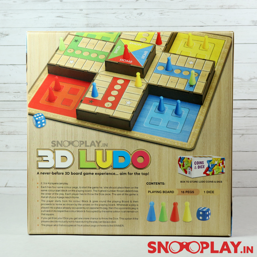 3D Ludo Wooden Board Game (4 Years till Grown Ups)