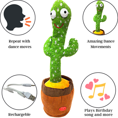 Cactus Talking Toy | Dancing Cactus Toy | Talking Toys| Speaking Cactus Toy