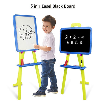 Chota Bheem 5 in 1 Dual Side Easel Board for Kids Learning Educational Draw and Write on Board Best Gift