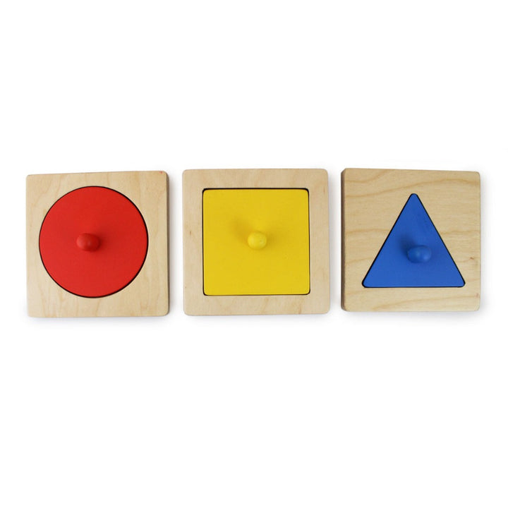 Set of 3 Montessori Wooden Shapes Peg Puzzle (9 Months - 2 Years)