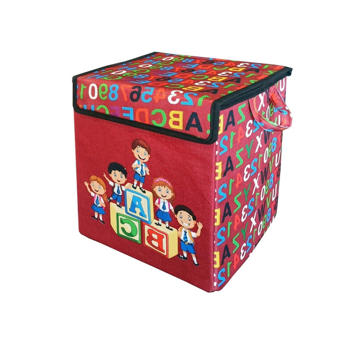 ABCD Red Printed Foldable Storage Box with Flip Top Lid (1-5 Years)