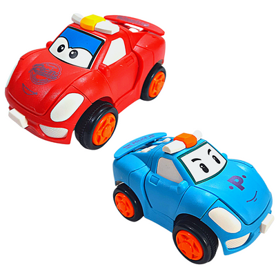 Mini Transformer Car Toy | Friction Powered Toys (Combo Red Blue)