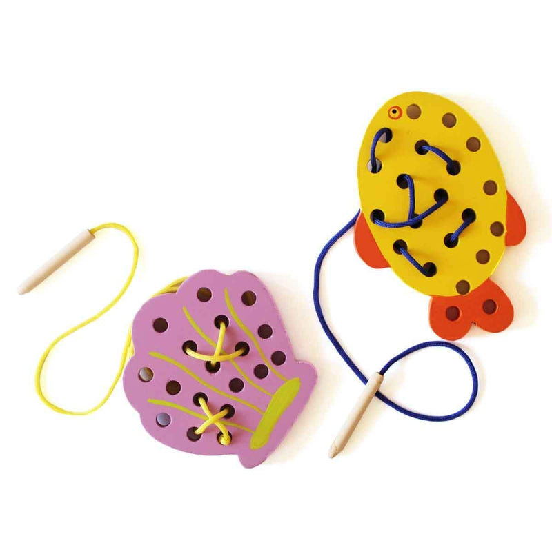 Wooden Sea Themed Lacing Toys Set