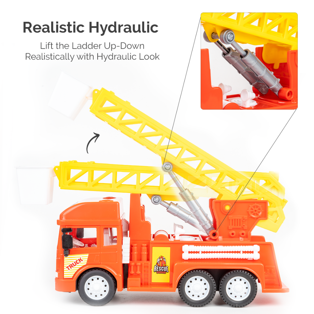 Friction Powered Realistic Fire Ladder Truck Toy