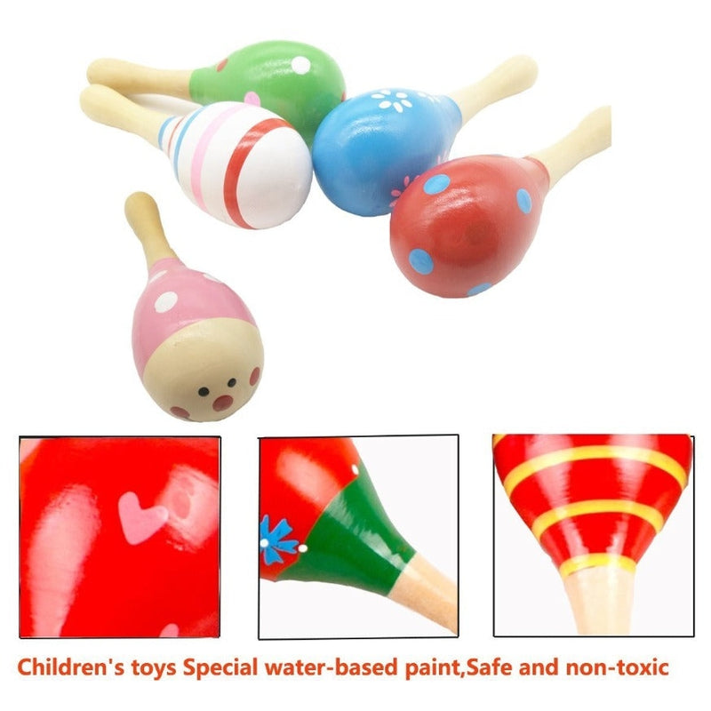 Set of 2 Colourful Egg Shaped Wooden Rattles (3-12 Months)