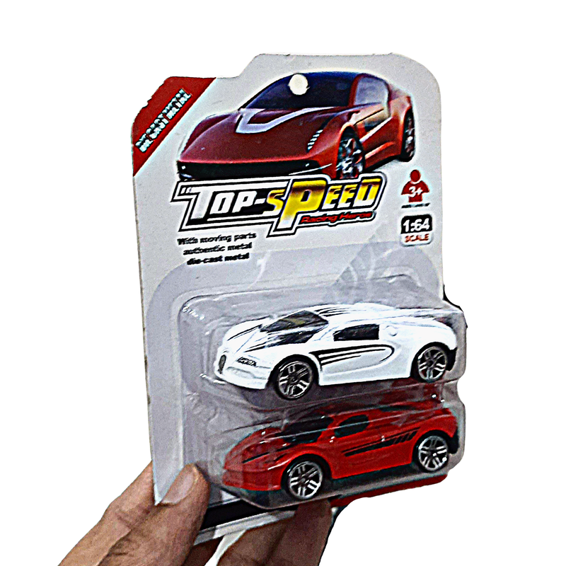 Mini Diecast Car Small Set - (2 Pcs White & Red)