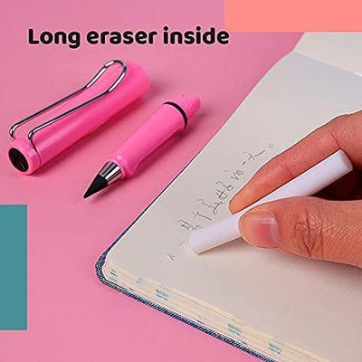 Everlasting Pencil Technology Unlimited Writing Eternal Pencil No Ink Magic Pencils, Plastic Clip Inkless Pencil With Eraser for Kids, Drawing, School, Artist-Birthday Gift Return Gift (Pack of 3)