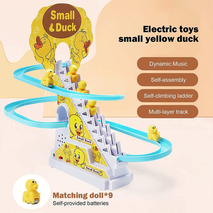 Small Ducks Chasing Race Climbing Track Game Set with 3 Ducklings LED Flashing Lights & Musical Toy