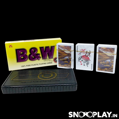 B&W 3 Deck in 1 100% Plastic Cards, Durable & Washable Playing cards WIth Hard Cover Holder