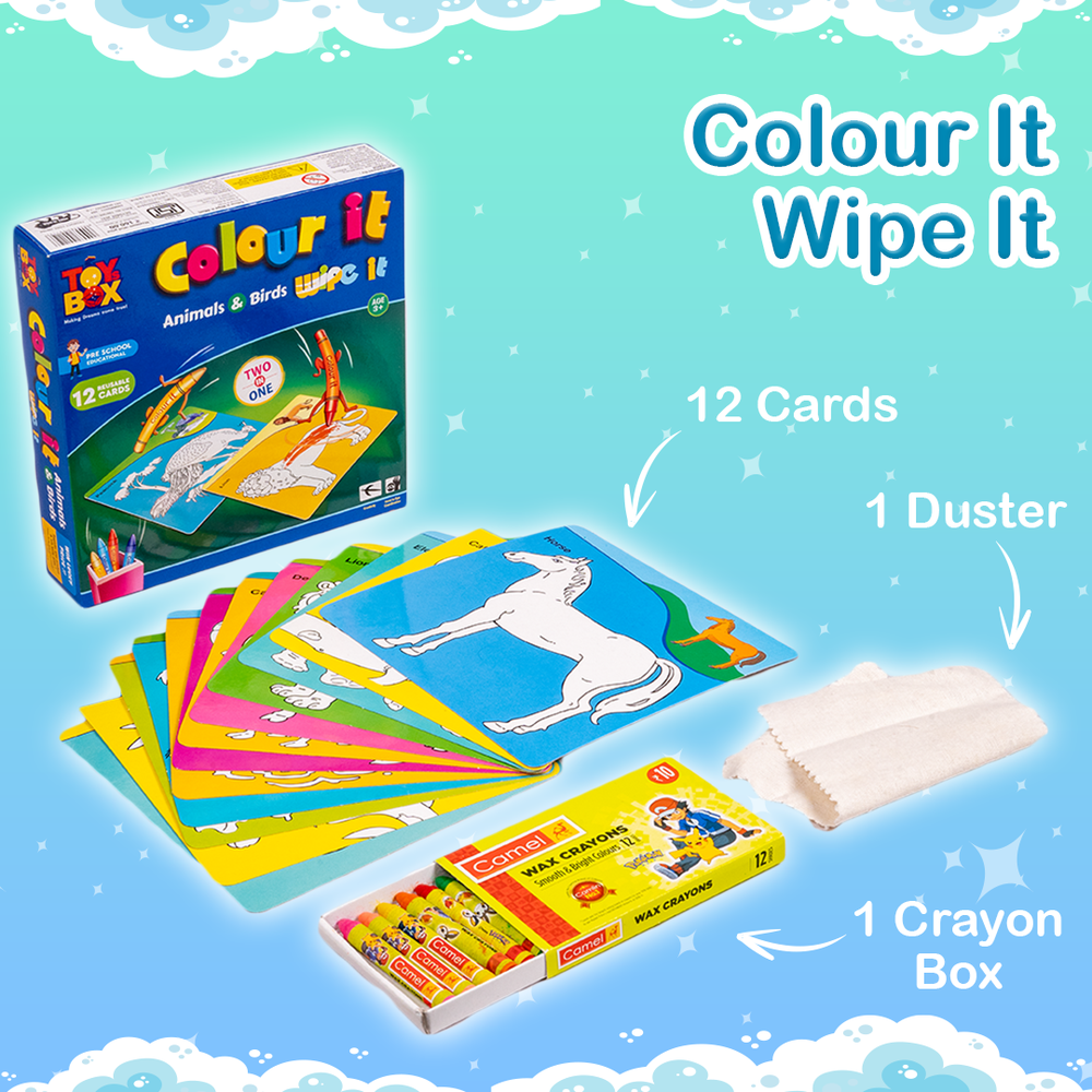 Colour It - wipe it ( Mini ) - Animals & Birds