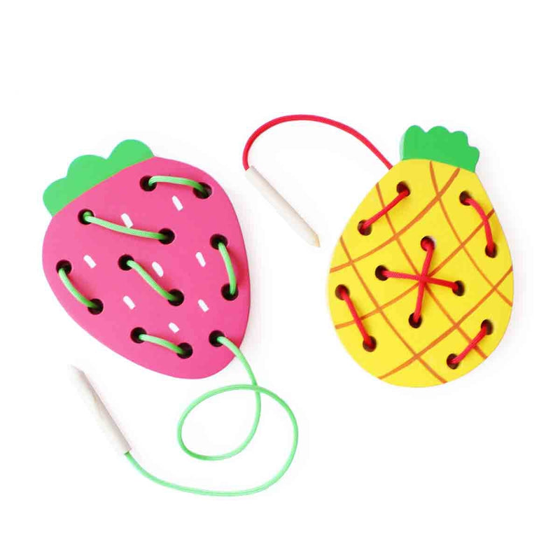 Wooden Lacing Fruit Set - Set Of 2