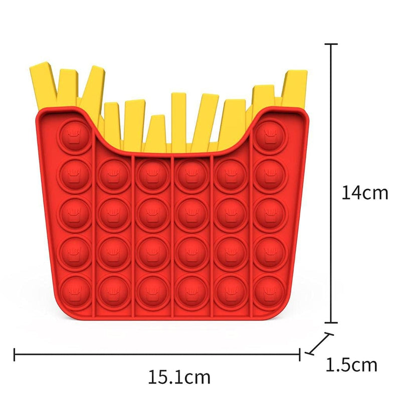 Burger & Fries Shaped Pop It Bubble Stress Relieving Toy (Pack Of 2)