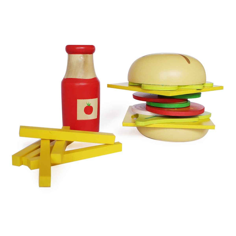 Wooden Sandwich And Burger Set