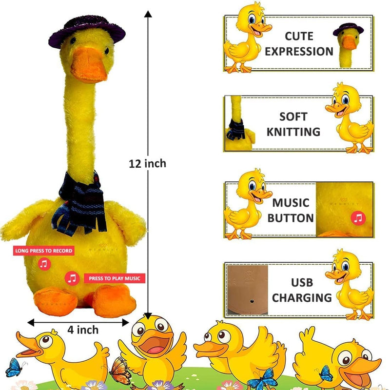 Dancing Talking Duck Mimicking Soft Plush with USB Charging-Yellow