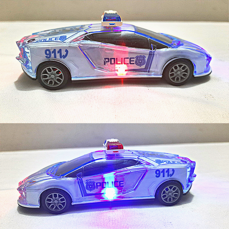 Friction Powered Mini Police Car with Music and 3D Lightning | Pull Back Police Car for Kids (Mini Police Car)