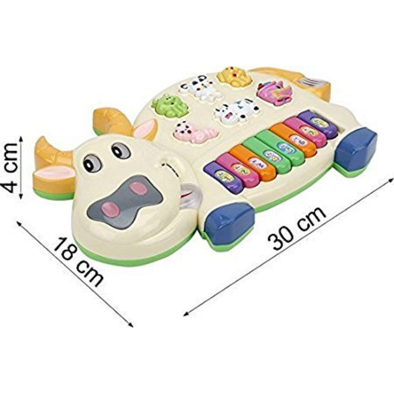 Baby Piano Toy for Infants Toddlers, Musical Cow Piano Keyboard Learning Toy with 8 Keys & Animals Sounds & Led Lights