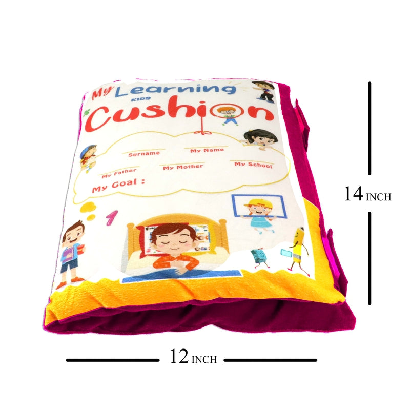 Velvet Cushion Book for Interactive Learning Experience for Kids (Pink)