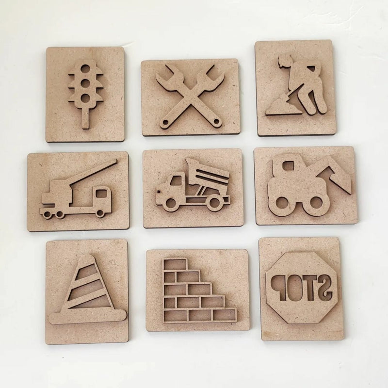 Construction Theme Stamp Set | Stamp Set of 9 | Stamping Set Toy for Kids